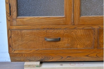 和製アンティーク　上手物!　高級品　欅(ケヤキ)材　パーケットリーが映えるモダンデザインが素敵な古い洋館の本箱　(R-087807)