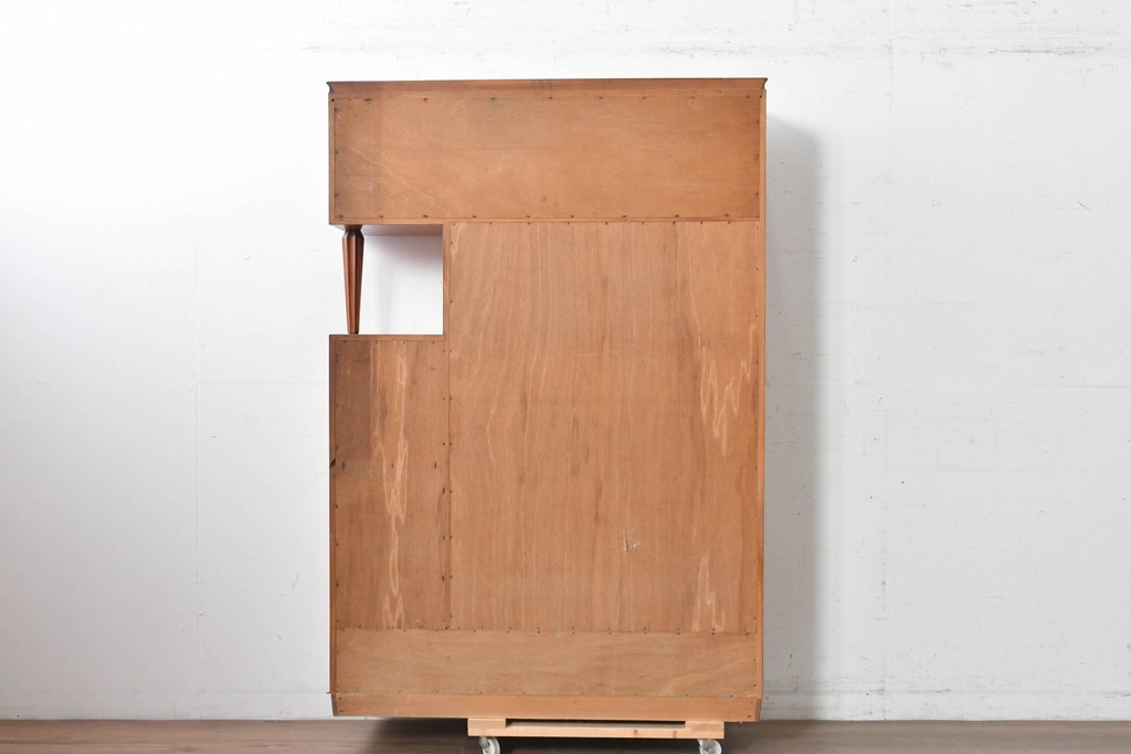 和製アンティーク　上手物!　高級品　欅(ケヤキ)材　パーケットリーが映えるモダンデザインが素敵な古い洋館の本箱　(R-087807)