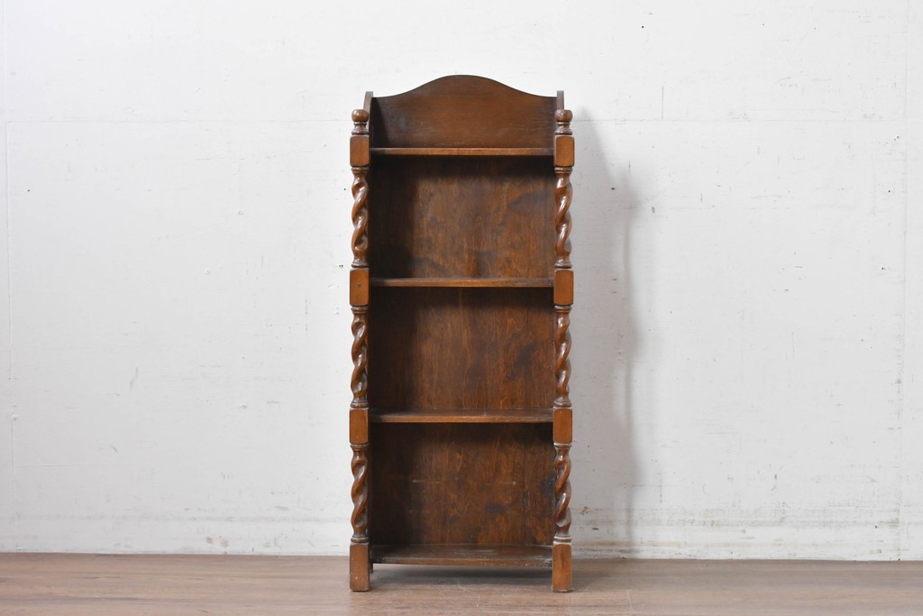 イギリスアンティーク　希少デザイン!　ツイスト支柱が印象的なブックシェルフ　(R-087809)
