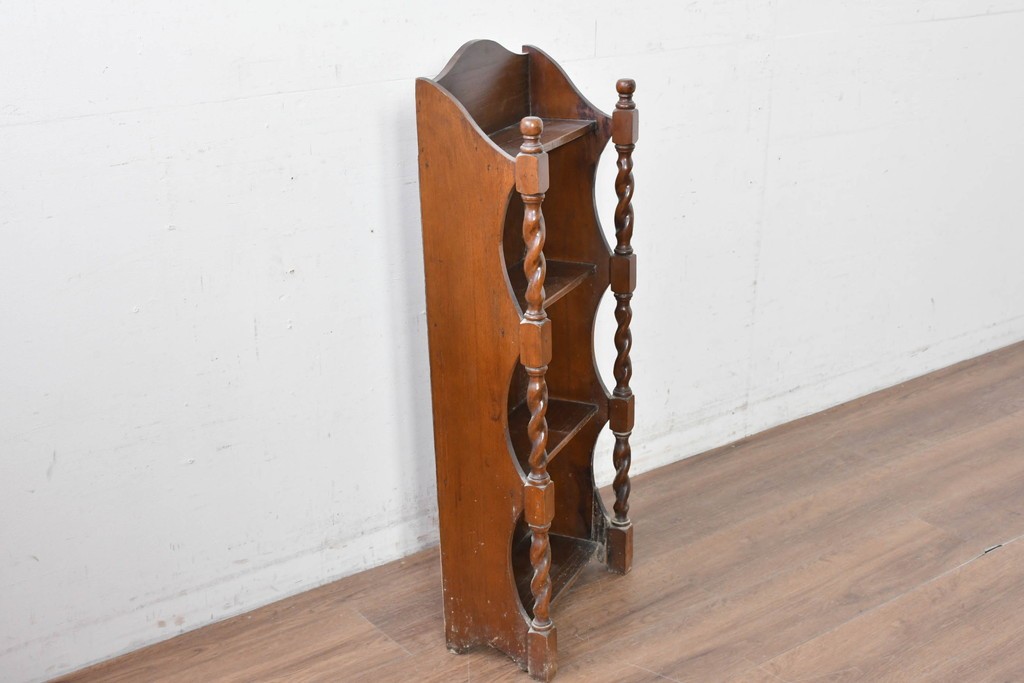 イギリスアンティーク　希少デザイン!　ツイスト支柱が印象的なブックシェルフ　(R-087809)