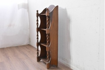 イギリスアンティーク　希少デザイン!　ツイスト支柱が印象的なブックシェルフ　(R-087809)