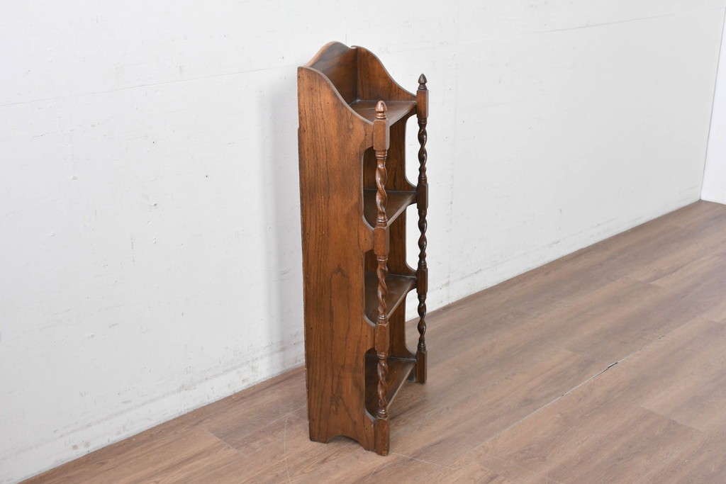 イギリスアンティーク　希少デザイン!　ツイスト支柱が印象的なブックシェルフ　(R-087810)