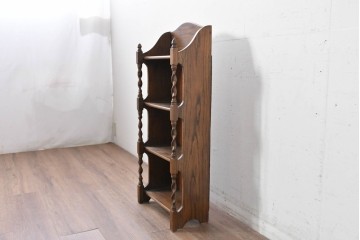 イギリスアンティーク　希少デザイン!　ツイスト支柱が印象的なブックシェルフ　(R-087810)