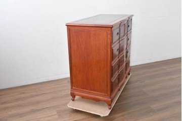 和製ヴィンテージ　花梨(カリン)材　美しい杢目と優雅な猫脚デザインのチェスト　(R-087811)