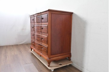 和製ヴィンテージ　花梨(カリン)材　美しい杢目と優雅な猫脚デザインのチェスト　(R-087811)