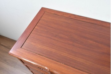 和製ヴィンテージ　花梨(カリン)材　美しい杢目と優雅な猫脚デザインのチェスト　(R-087811)