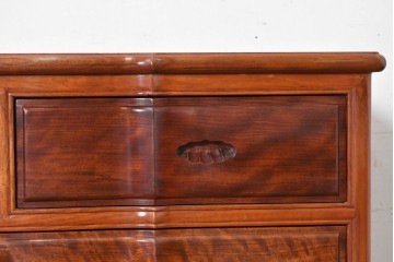 和製ヴィンテージ　花梨(カリン)材　美しい杢目と優雅な猫脚デザインのチェスト　(R-087811)