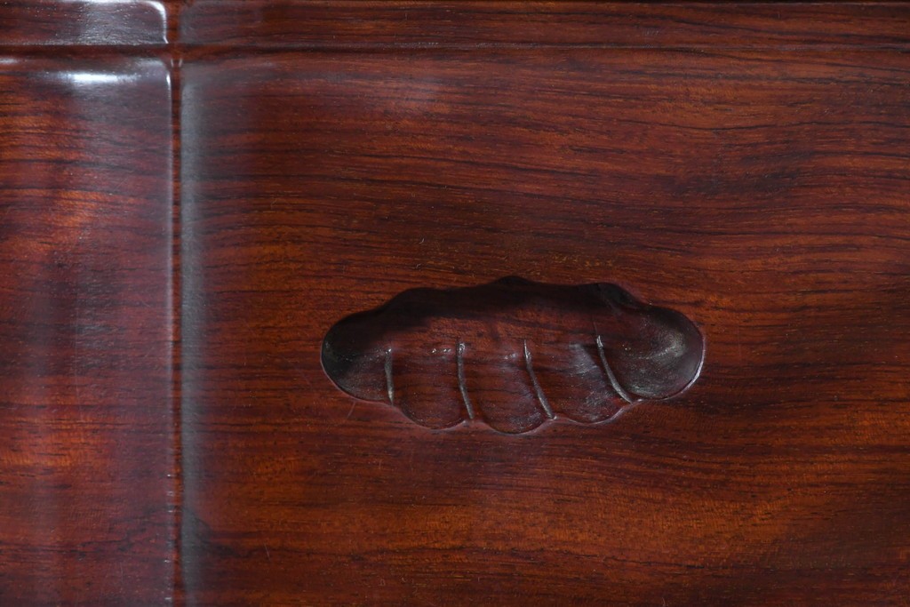 和製ヴィンテージ　花梨(カリン)材　美しい杢目と優雅な猫脚デザインのチェスト　(R-087811)