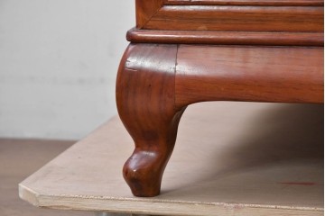 和製ヴィンテージ　花梨(カリン)材　美しい杢目と優雅な猫脚デザインのチェスト　(R-087811)