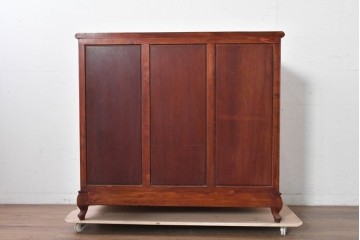 和製ヴィンテージ　花梨(カリン)材　美しい杢目と優雅な猫脚デザインのチェスト　(R-087811)