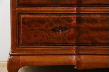 和製ヴィンテージ　花梨(カリン)材　美しい杢目と優雅な猫脚デザインのチェスト　(R-087811)
