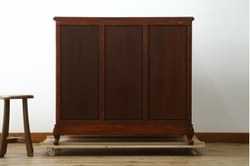 和製ヴィンテージ　花梨(カリン)材　美しい杢目と優雅な猫脚デザインのチェスト　(R-087811)