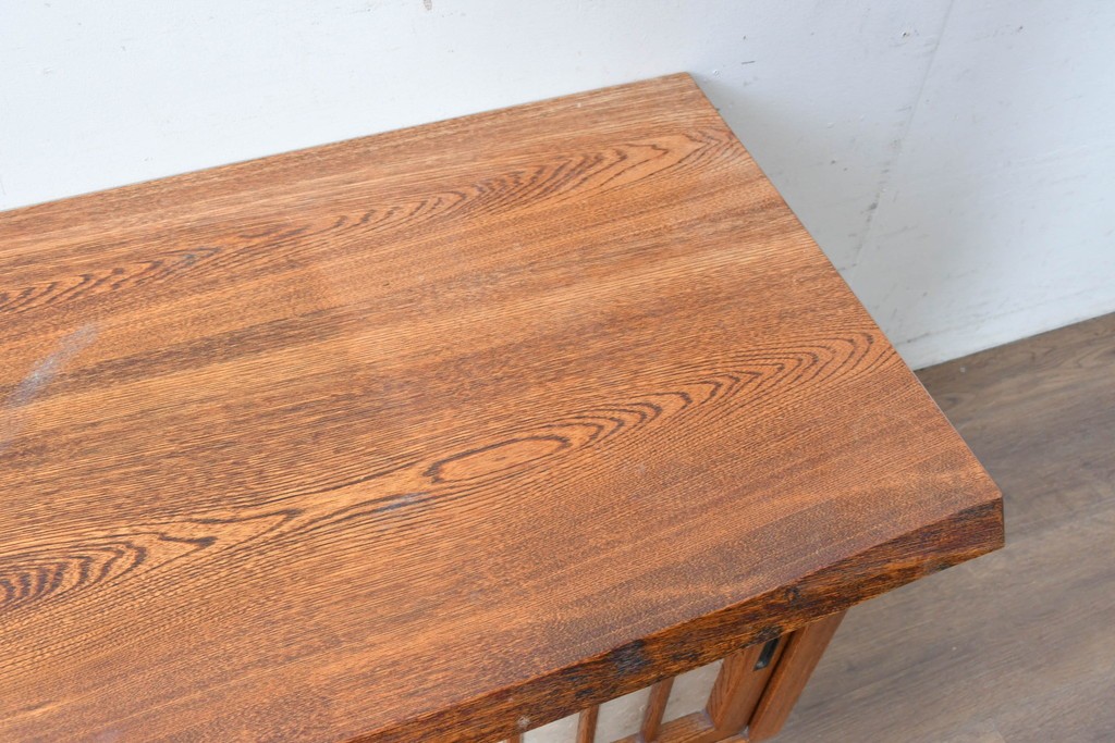 中古　美品　国産職人手作り　岩泉純木家具　和紙張りの引き戸が印象的な栓材・漆塗りのテレビボード　製作費推定70万円　(R-087815)