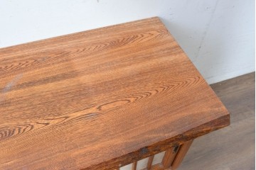 中古　美品　国産職人手作り　岩泉純木家具　和紙張りの引き戸が印象的な栓材・漆塗りのテレビボード　製作費推定70万円　(R-087815)