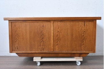 中古　美品　国産職人手作り　岩泉純木家具　和紙張りの引き戸が印象的な栓材・漆塗りのテレビボード　製作費推定70万円　(R-087815)