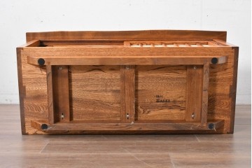 中古　美品　国産職人手作り　岩泉純木家具　和紙張りの引き戸が印象的な栓材・漆塗りのテレビボード　製作費推定70万円　(R-087815)
