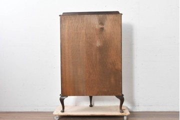 イギリスアンティーク　ウォールナット材　猫脚が優美なガラスキャビネット　(R-087816)