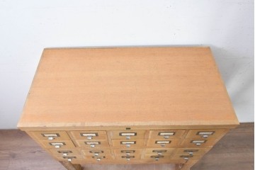 和製ヴィンテージ　昭和レトロ　KIHARA　ナラ材製　小物収納に最適な図書館のカードケース　(R-087819)