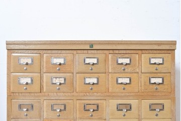 和製ヴィンテージ　昭和レトロ　KIHARA　ナラ材製　小物収納に最適な図書館のカードケース　(R-087819)