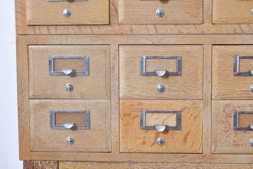 和製ヴィンテージ　昭和レトロ　KIHARA　ナラ材製　小物収納に最適な図書館のカードケース　(R-087819)