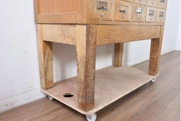 和製ヴィンテージ　昭和レトロ　KIHARA　ナラ材製　小物収納に最適な図書館のカードケース　(R-087819)