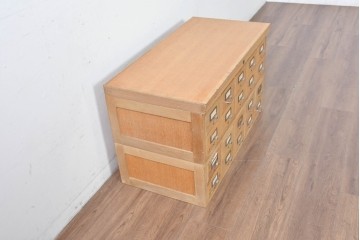 和製ヴィンテージ　昭和レトロ　KIHARA　ナラ材製　卓上収納におすすめの図書館のカードケース　(R-087820)