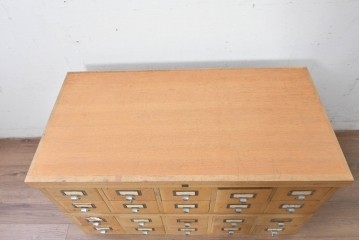 和製ヴィンテージ　昭和レトロ　KIHARA　ナラ材製　卓上収納におすすめの図書館のカードケース　(R-087820)