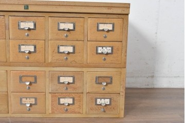 和製ヴィンテージ　昭和レトロ　KIHARA　ナラ材製　卓上収納におすすめの図書館のカードケース　(R-087820)