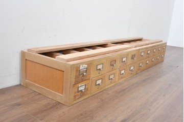 和製ヴィンテージ　昭和レトロ　KIHARA　ナラ材製　卓上収納におすすめの図書館のカードケース　(R-087820)