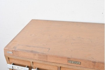 和製ヴィンテージ　昭和レトロ　KIHARA　ナラ材製　小物収納に最適な図書館のスタッキングカードケース　(R-087821)