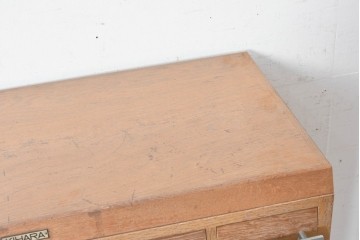 和製ヴィンテージ　昭和レトロ　KIHARA　ナラ材製　小物収納に最適な図書館のスタッキングカードケース　(R-087821)