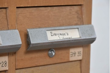 和製ヴィンテージ　昭和レトロ　KIHARA　ナラ材製　小物収納に最適な図書館のスタッキングカードケース　(R-087821)