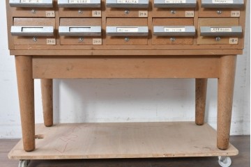 和製ヴィンテージ　昭和レトロ　KIHARA　ナラ材製　小物収納に最適な図書館のスタッキングカードケース　(R-087821)