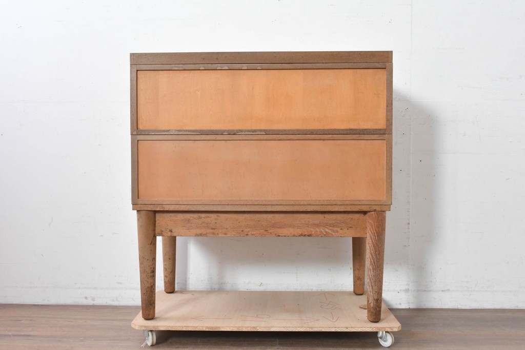 和製ヴィンテージ　昭和レトロ　KIHARA　ナラ材製　小物収納に最適な図書館のスタッキングカードケース　(R-087821)