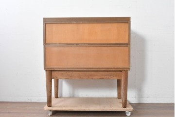 和製ヴィンテージ　昭和レトロ　KIHARA　ナラ材製　小物収納に最適な図書館のスタッキングカードケース　(R-087821)