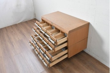 和製ヴィンテージ　昭和レトロ　KIHARA　ナラ材製　卓上収納におすすめの図書館のカードケース　(R-087822)