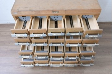 和製ヴィンテージ　昭和レトロ　KIHARA　ナラ材製　卓上収納におすすめの図書館のカードケース　(R-087822)