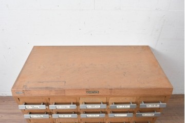 和製ヴィンテージ　昭和レトロ　KIHARA　ナラ材製　卓上収納におすすめの図書館のカードケース　(R-087822)