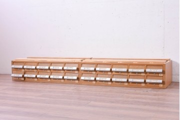 和製ヴィンテージ　昭和レトロ　KIHARA　ナラ材製　卓上収納におすすめの図書館のカードケース　(R-087822)