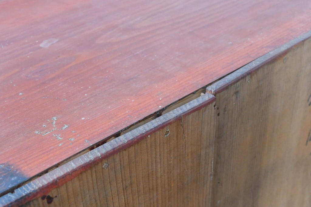 和製アンティーク　美品　希少　前面欅材　漆塗りの合わせ一間夫婦箪笥　(R-087823)