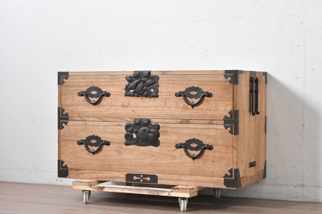 和製アンティーク　明治期から大正期　総桐材　秋田箪笥ローボード　(R-087825)