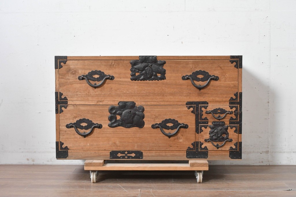 和製アンティーク　明治期から大正期　総桐材　秋田箪笥ローボード　(R-087826)