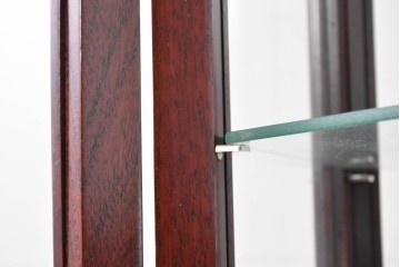 和製ヴィンテージ　美品　希少デザイン!　花梨(カリン)材　六角形の珍しいフォルムが魅力的なガラスケース　(R-087835)