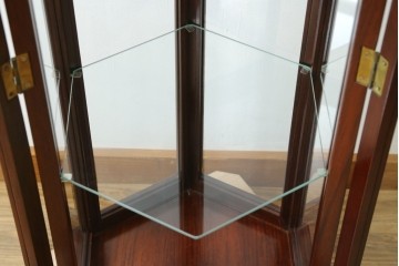 和製ヴィンテージ　美品　希少デザイン!　花梨(カリン)材　六角形の珍しいフォルムが魅力的なガラスケース　(R-087835)