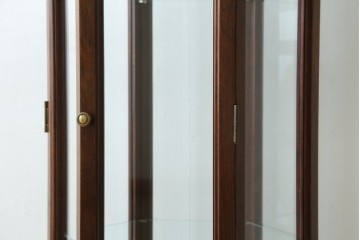 和製ヴィンテージ　美品　希少デザイン!　花梨(カリン)材　六角形の珍しいフォルムが魅力的なガラスケース　(R-087835)