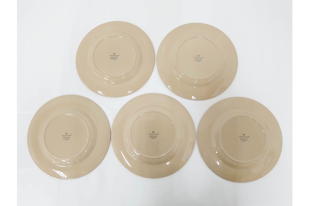 希少　イギリスヴィンテージ　WEDGWOOD(ウェッジウッド)　DRABWARE(ドラブウェア)　トリオ6客・プレート6点セット　(R-087844)