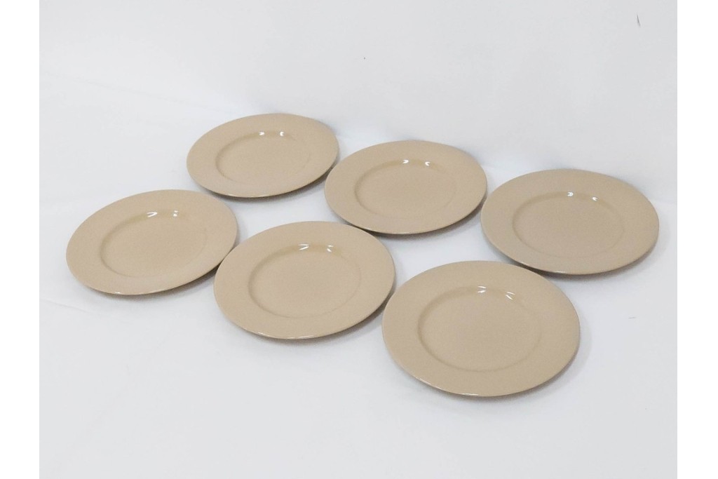希少　イギリスヴィンテージ　WEDGWOOD(ウェッジウッド)　DRABWARE(ドラブウェア)　直径約21cm　クリームベージュカラーのプレート6点セット　(R-087845)