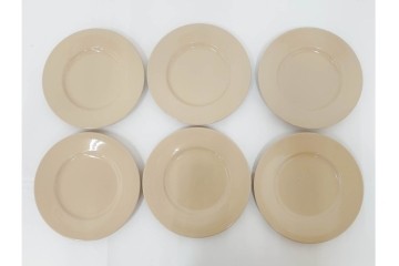 希少　イギリスヴィンテージ　WEDGWOOD(ウェッジウッド)　DRABWARE(ドラブウェア)　直径約21cm　クリームベージュカラーのプレート6点セット　(R-087845)