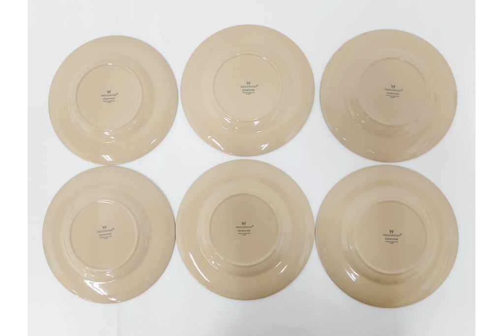 希少　イギリスヴィンテージ　WEDGWOOD(ウェッジウッド)　DRABWARE(ドラブウェア)　直径約21cm　クリームベージュカラーのプレート6点セット　(R-087845)