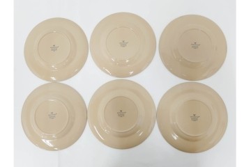 希少　イギリスヴィンテージ　WEDGWOOD(ウェッジウッド)　DRABWARE(ドラブウェア)　直径約21cm　クリームベージュカラーのプレート6点セット　(R-087845)